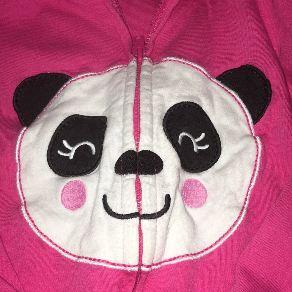 Panda hoodie Girls size 24 months pink zip up EUC